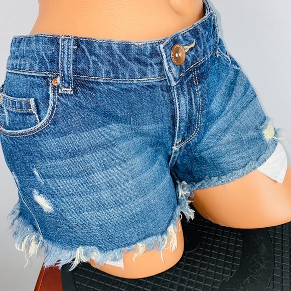 Mossimo Fringed Hem Jean Shorts 9 - Picture 2 of 8